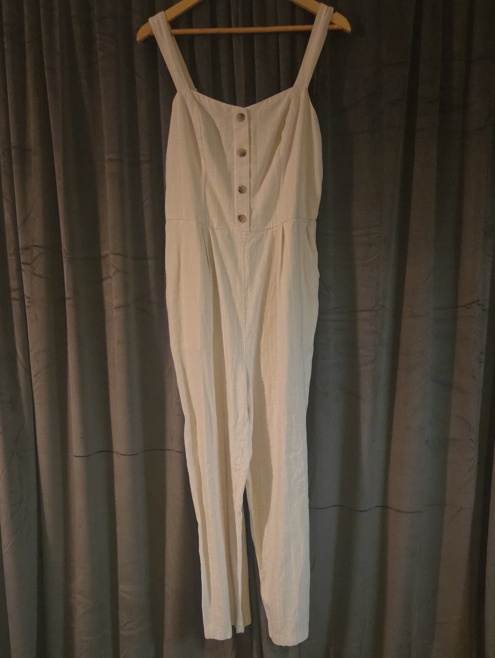 Old Navy Cream Button-Front Sleeveless Jumpsuit
